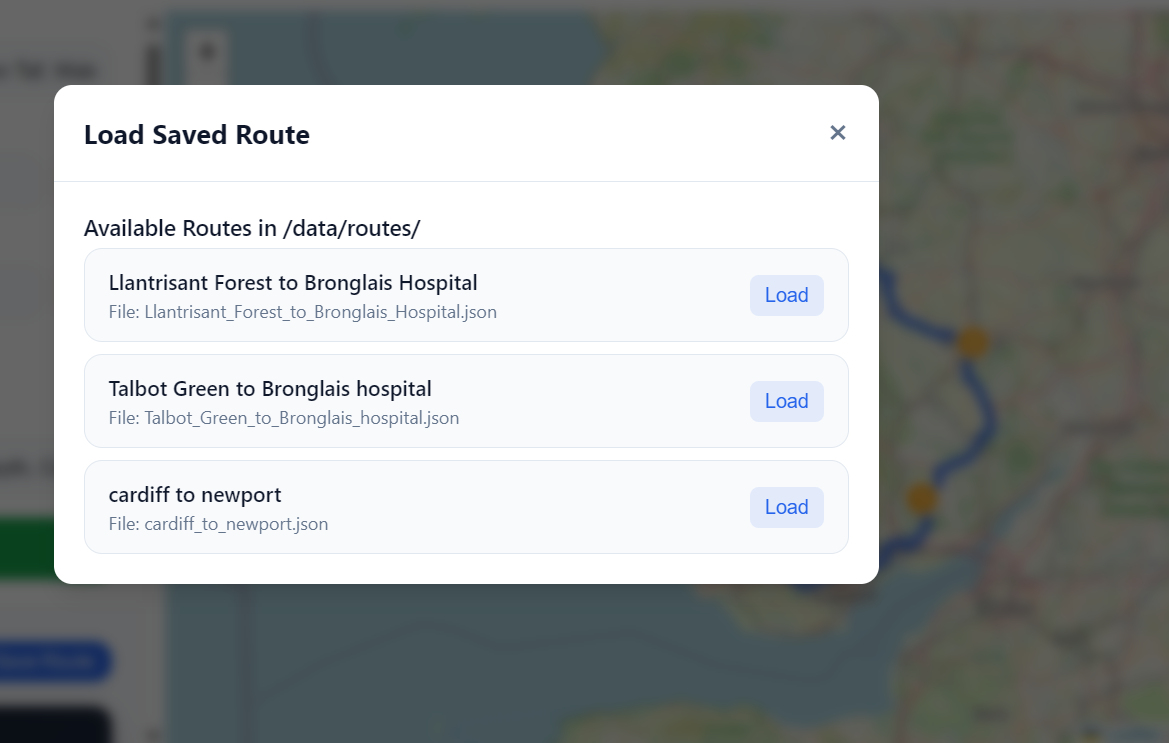 Load Route list in the Delivery Route Planner