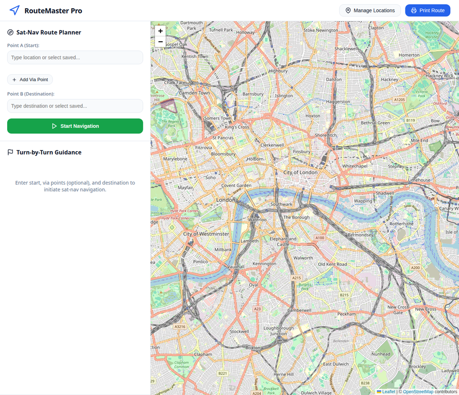 Delivery Route Planner map interface